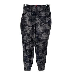 Spanx Stretch Twill Cargo Jogger Sz M Camo Black Gray Pull On Pockets Shapewear